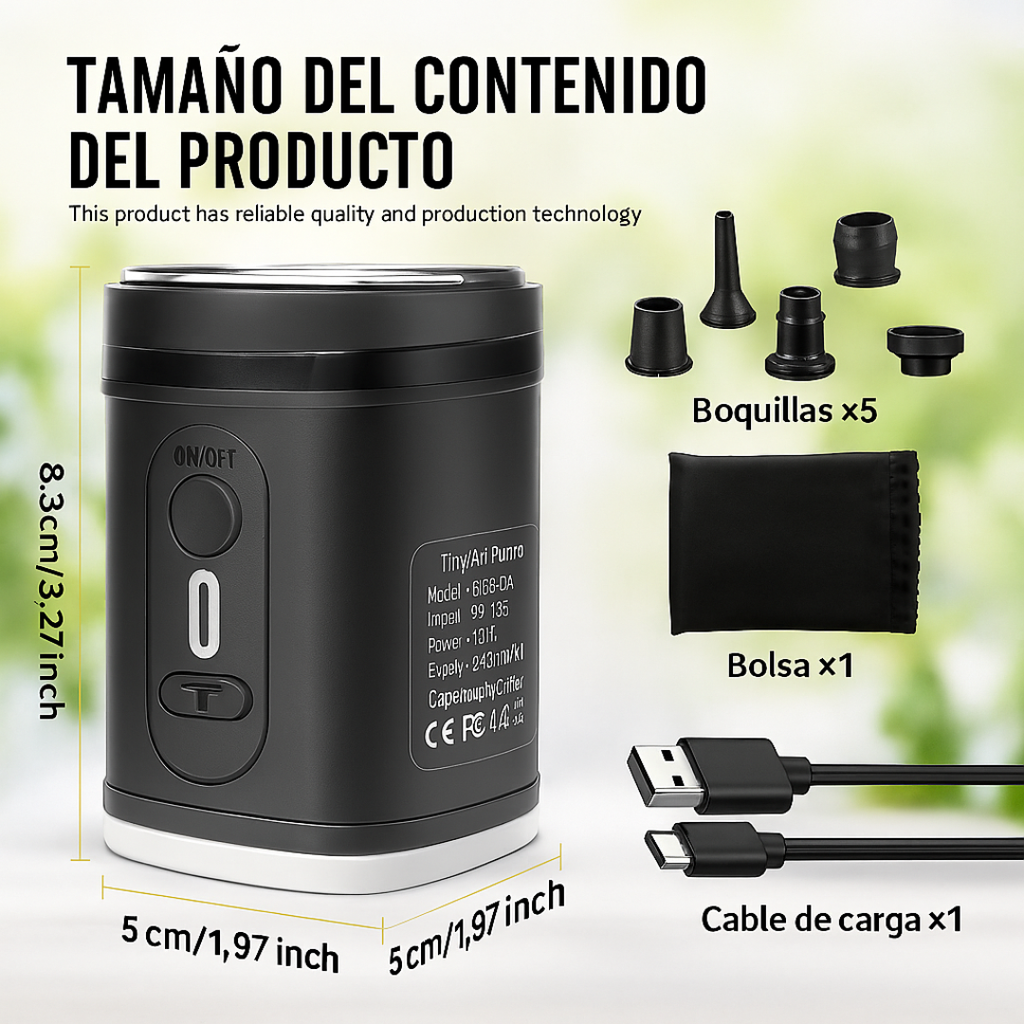 Inflador Portátil Recargable USB