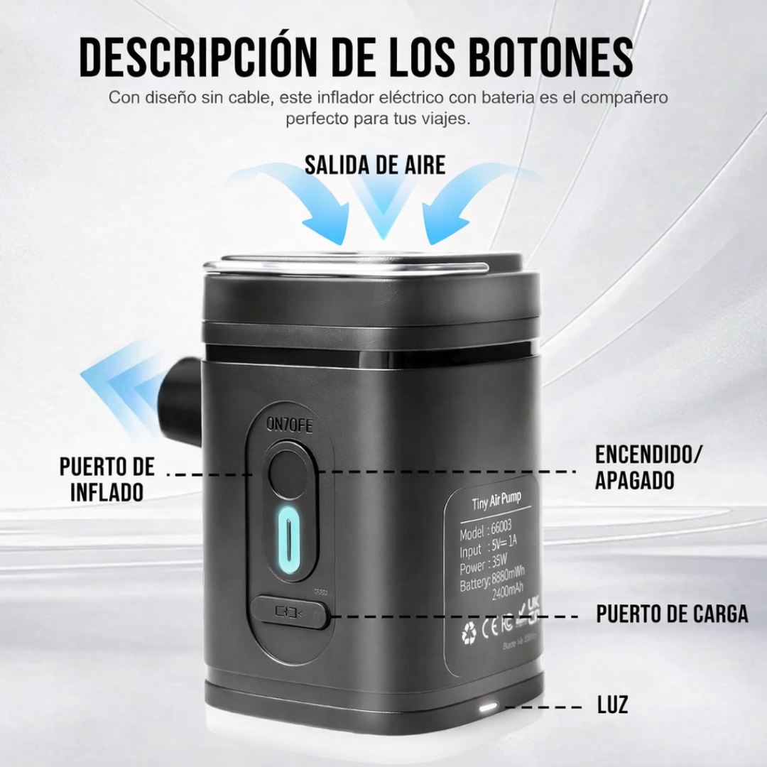 Inflador Portátil Recargable USB